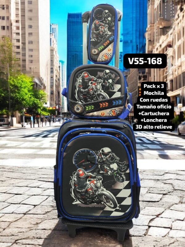 MOCHILA  CON RUEDAS PACK X 3 V55-168