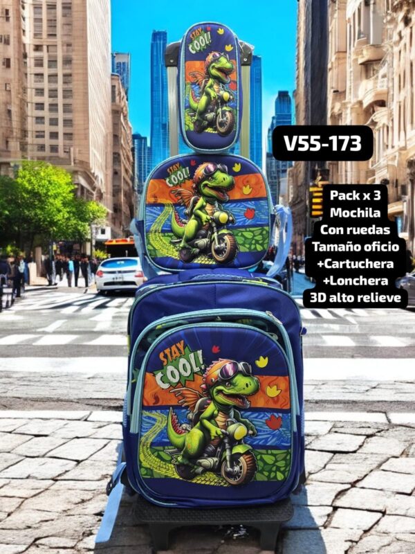 MOCHILA  CON RUEDAS PACK X 3 V55-173