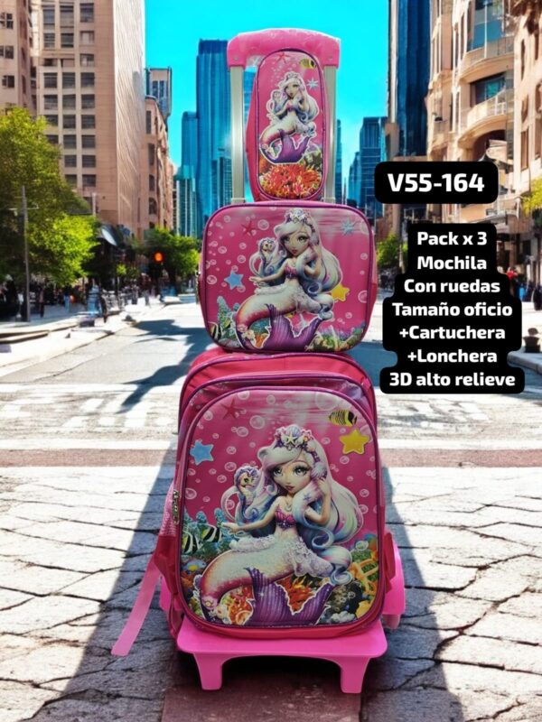 MOCHILA  CON RUEDAS PACK X 3 V55-164